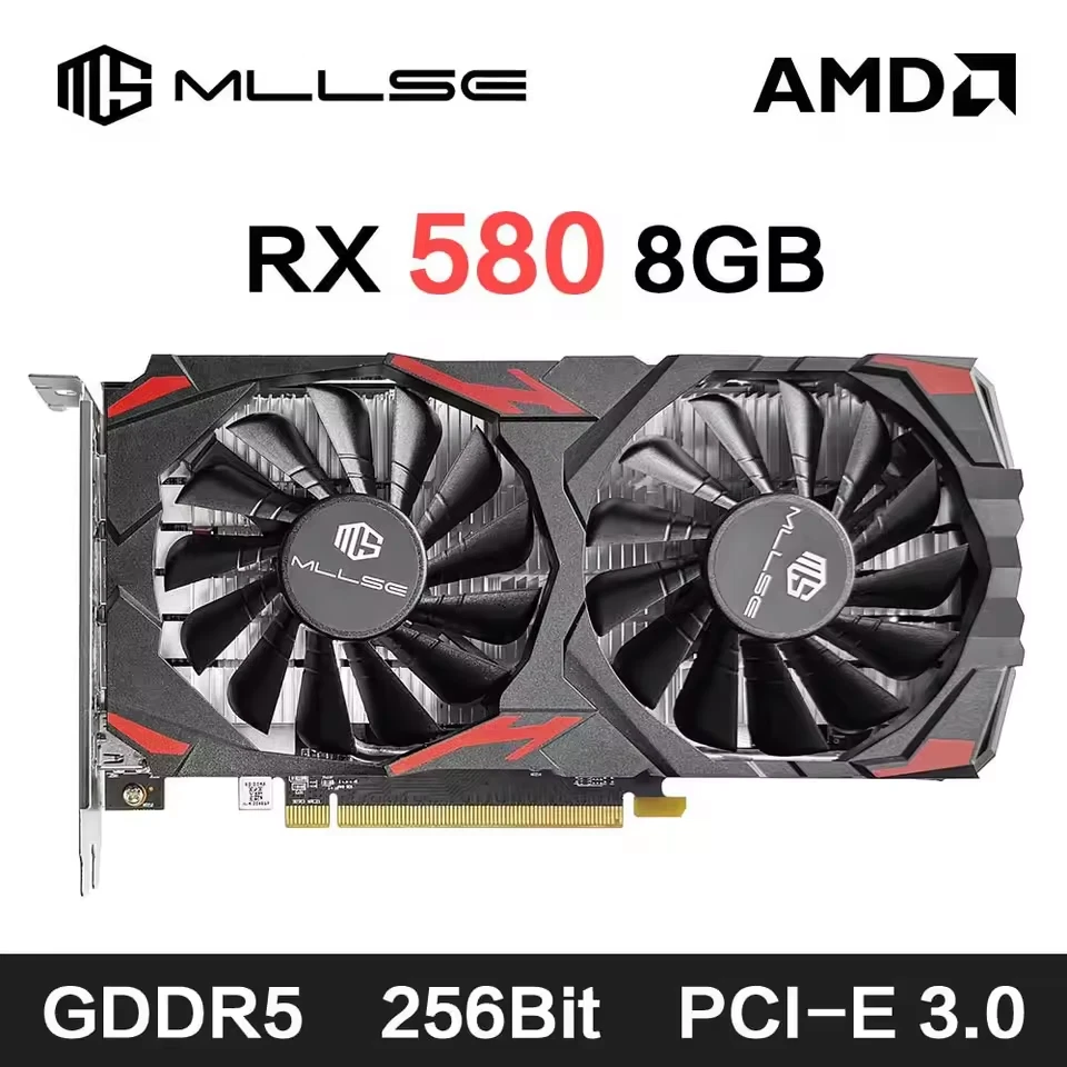MLLSE AMD Radeon RX 580 8GB 2048SP Graphics Card GDDR5 256-bit PCI Ex-Black - Image 1 of 4