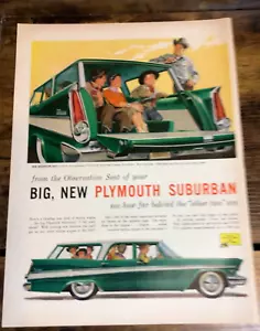 1957 Plymouth station wagon suburbana grande-mag auto pubblicità -tema western - Foto 1 di 1