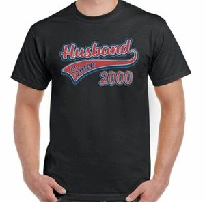 Husband T-Shirt Since 2000 Mens Funny Wedding Anniversary Fathers Valentines Day - Picture 1 of 27