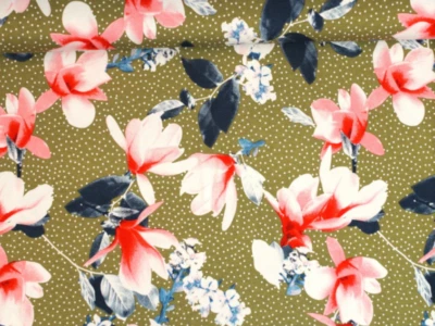 Jersey 100x150 cm, große Blüten, Digitaldruck, weich, knitterfrei,Bi-elastischer - Bild 1 von 4