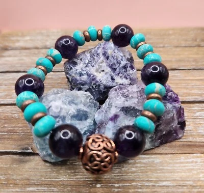 Pulsera Imperial de Jaspe, Amatista y Cuentas de Cobre Foto 1 de 4