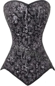 Vollbrust Korsett Silber Schwarz Brokat Corsage Overbust Brocade Corsets Hi-23 - Bild 1 von 4