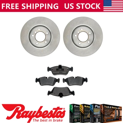 Kit de rotores de freno delanteros + pastillas metálicas y herrajes para BMW 328i 1999-2000 Foto 1 de 4