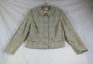 Vintage Pendleton Jacket Womens 12 Plaid Wool Button Up Lined Made USA 60s 70s - Picture 1 of 10