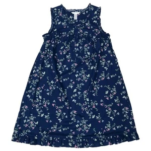 Womens Blue Floral Print Sleeveless Cotton Nightgown Night Gown - Picture 1 of 2