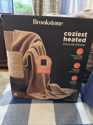 BROOKSTONE 50"x60" Acogedora Manta Suave Calefacción Boucle Marrón 4 Ajustes de Calor Foto 1 de 4