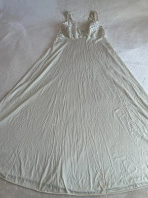 Vintage Adonna Long Nightgown White Slip Nightie Full Sweep Lace Bust Lingerie S - Image 1 of 4