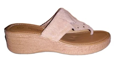 Women's Tan Suede Fringe Sandals Thong Size 7 Boho Montego Bay Summer Festival  - Image 1 of 4