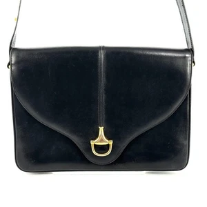 RAR!! Vintage Gucci GG Leder schwarz Horsebit Schultertasche authentisch aus Japan - Bild 1 von 24