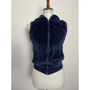 Jill Stuart Jeans Women Sz 3 Hoodie Velour Zip Front Sleeveless Stretch Knit - Picture 1 of 7