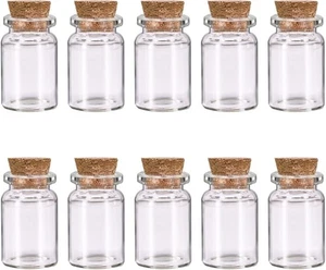 10 Pcs Small Glass Bottles With Cork Lids, Stoppers Empty Spell Jars 20 x 40mm - Picture 1 of 7