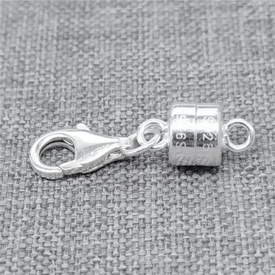 2pcs 925 Sterling Silver Magnetic Clasps w/ Lobster Clasp for Bracelet Necklace - Image 1 of 4