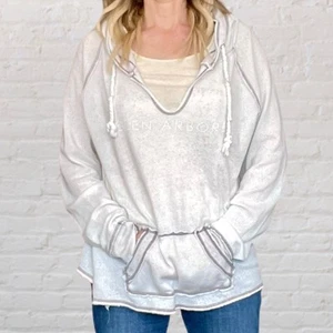 Tissue Fleece Hoodie Women L Pale Pink Glen Arbor Beach Pullover Y2K Vintage - Picture 1 of 9