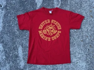 Vintage 90s Marine Corps Bulldog T Shirt M Single Stitch Bruno USMC Soffe - Picture 1 of 5