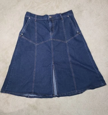 Falda midi de mezclilla para mujer Jessica Simpson abertura delantera, talla 14/32, azul, usada Foto 1 de 4