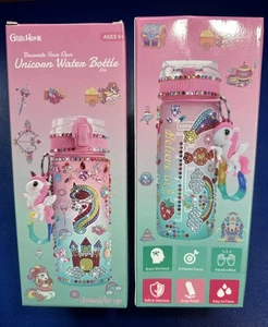 x2 Decorate Your Own Unicorn Water Bottle Kits For Kids 21 Oz NEW Creative Craft - Picture 1 of 4