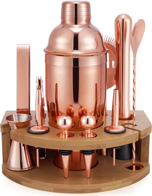 Kit de Bartender con Soporte de Bambú, Juego de Coctelera de 12 Piezas 25Oz con Todo Esse Foto 1 de 4