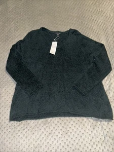 Eileen Fisher Gr. S Fransen Bio Baumwolle Pullover Kiefer V-Ausschnitt Easy Fit Neu mit Etikett - Bild 1 von 7