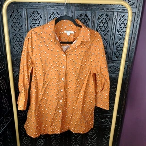 Chicos Bluse Größe 1 US 8 Orange Ernte Natur Pflanze Herbst Knopfleiste Hemd - Bild 1 von 9