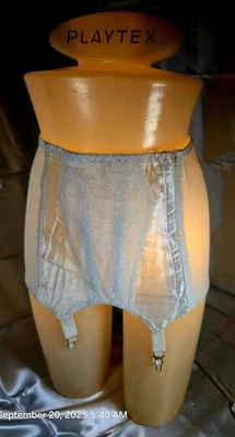 Vintage Satin Garter Belt Flowered Lace Front Panel MED Made in Uk 4 Garters... - Image 1 of 4