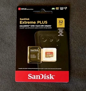 SanDisk Extreme Plus 32GB Micro SD Card Class 10, V30, U3, SDHC Up To 100MB/S - Picture 1 of 2
