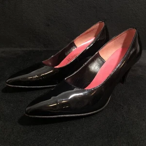Vtg 50s HEIRESS Fine Shoes Womens Black Patent Leather Pumps Heels Sz 6.5 M - Picture 1 of 9
