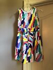 Kate Spade Jillian Brush Strokes Dress Girls 12 Sleeveless Multicolor Bow A-line