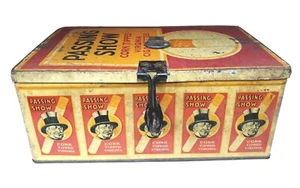 Vintage Passing Show Cork Tipped Virginia Cigarettes Ad Litho Beautiful Tin Box. - Picture 1 of 22