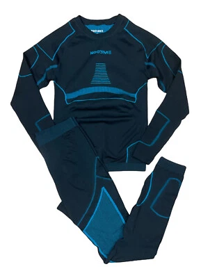 NOOYME Cycling ,Thermal Base Layer Set size Small, Made with Bamboo blue Black - Image 1 of 4