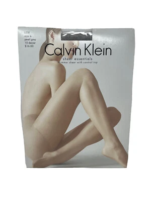 New Calvin Klein Sheer Essentials Shimmer Sheer Control Top Pearl Grey Size B - Image 1 of 4