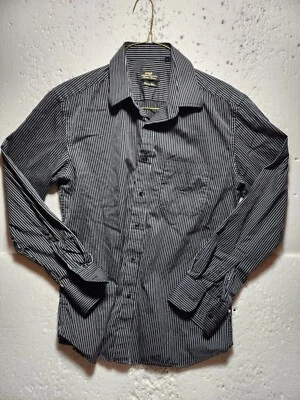 Рубашка с крокодилом мужская размер большой 42 черная в полоску с воротником длинным рукавом на пуговицах - Изображение 1 из 4