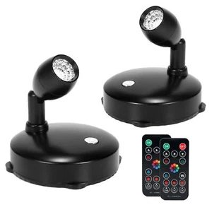 Wireless Spotlight Battery Operated RGB up Lights Indoor with Remote and Timer - Picture 1 of 7