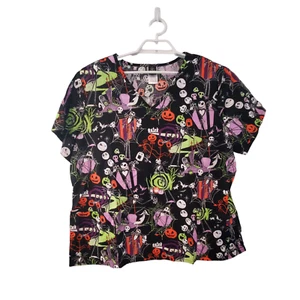 Disney The Nightmare Before top womens 2X Scrub Halloween Jack - Picture 1 of 4
