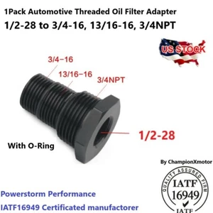 1Pc Automotive Threaded Oil Filter Adapter 1/2-28 to 3/4-16, 13/16-16, 3/4NPT - Picture 1 of 4