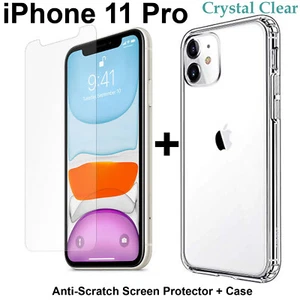 For Apple iPhone 11 PRO clear case cover and anti-scratch front screen protector - Picture 1 of 11