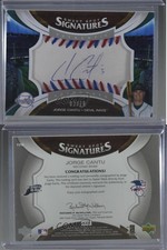 2006 Upper Deck Sweet Spot Signatures Red & Blue Stitch Ink /10 Jorge Cantu Auto