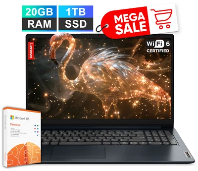 2025 Lenovo IdeaPad Laptop 15.6" Dual-Core Intel Processor, 20GB RAM & 1TB SSD - Image 1 of 4