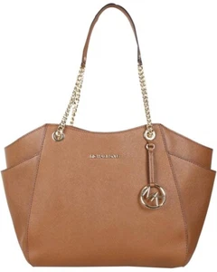 Bolso de hombro Michael Kors Jet Set de viaje con cadena grande equipaje de cuero Saffiano - Imagen 1 de 3