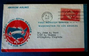 American Airlines FIRST NON-STOP service Washington DC to Los Angeles 7/1/54 - Picture 1 of 2