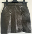Ladies Khaki Misguided Faux Leather Skirt Size 8