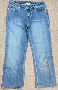 Lilly Pulitzer Vtg Women's Embroidered Bedazzled Denim Jeans Size 8 (30x25) - Picture 1 of 10