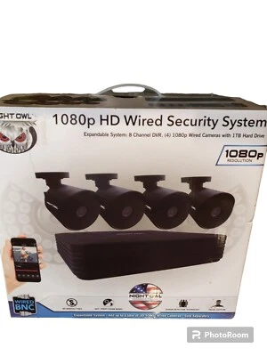 New Night Owl 1080p HD 4 Cameras 1TB 8 Channel Wired Security System Black - Image 1 of 4