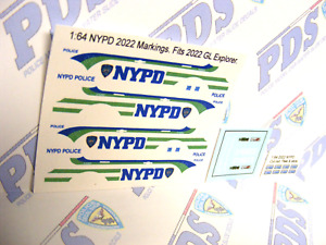NYPD Police 1/64 Water slide Decal Set Fits Greenlight 2022 Police Explorer
