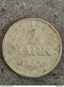 1924 G 1 MARK WEIMAR ALLEMAGNE ARGENT GERMANY/ DEUTSCHLAND / SILVER - Picture 1 of 2