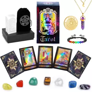 Tarot Cards Set Deck with Guidebook-Tarot Cards Fortune Telling Toy with Crystal - Picture 1 of 12