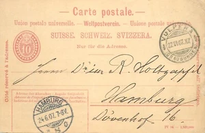 E0030 Switzerland Postal Stationery Card Vulpera - Hamburg 1907 - Picture 1 of 2