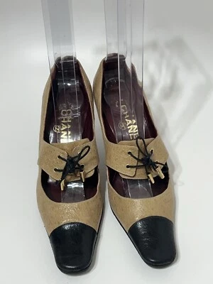 Tacones Mary Jane de cuero marrón claro Chanel 37,5 de colección Foto 1 de 4