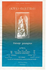 1969 Concert Handbill for John Mayall and Deep Purple at the Rose Palace - Picture 1 of 2