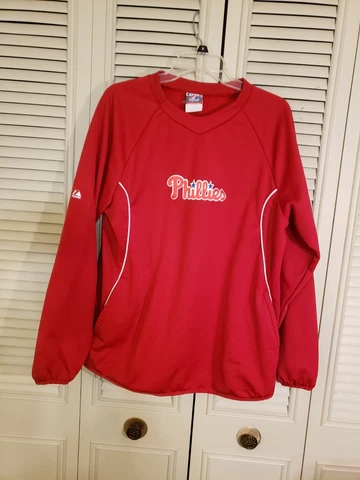 Philadelphia Phillies Red Majestic ThermaBase Pullover Sweatshirt Mens Cover