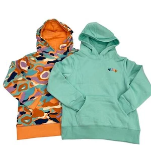 Lot of 2 Spotted Zebra Girls Fleece PulloverHooded Sweatshirt 2-pack Camo/Aqua M - Picture 1 of 8